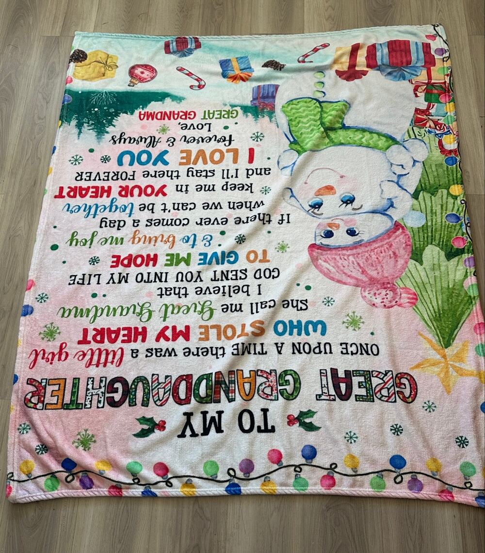 To My Great Granddaughte Throw Blanket Snowman Christmas Keepsake 50"x57"